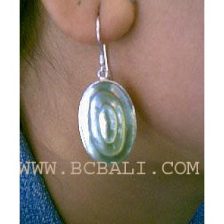 Silver Earrings Carved Seashell 